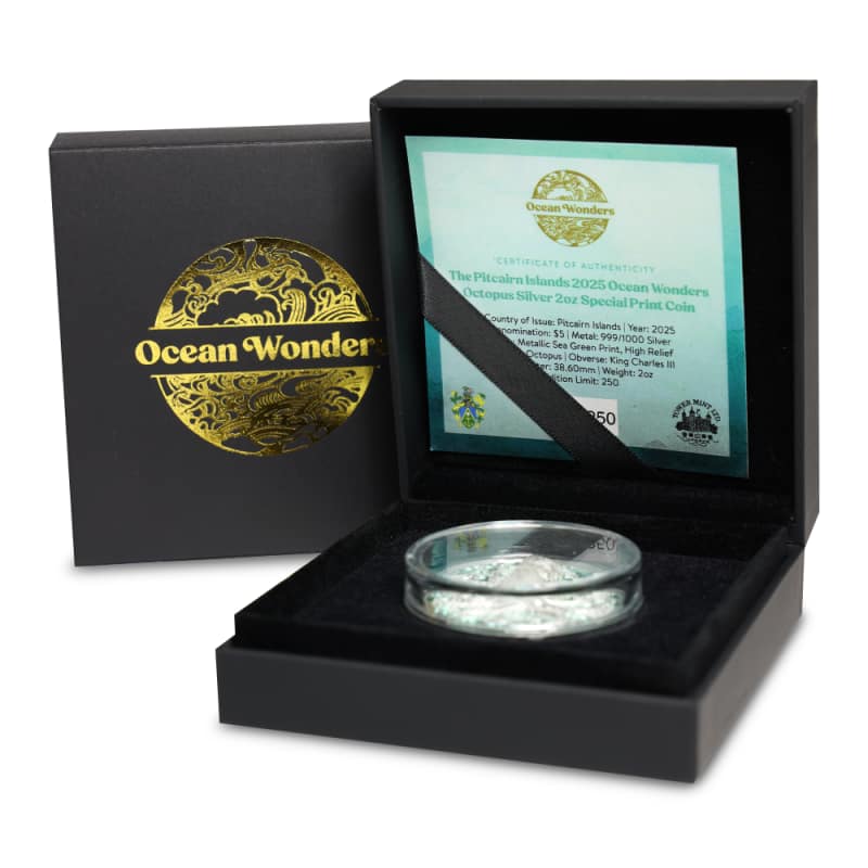 2025 2 oz Colorized Proof Pitcairn Islands Silver Ocean Wonders
