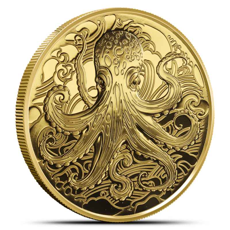 2025 1 oz Pitcairn Islands Gold Ocean Wonders Octopus Coin l JM