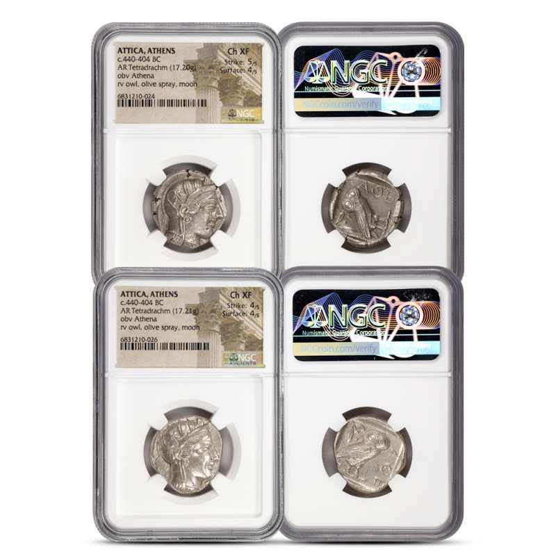Attica, Athens c.440-404 BC AR Tetradrachm NGC Ch XF Surface 4/5 l