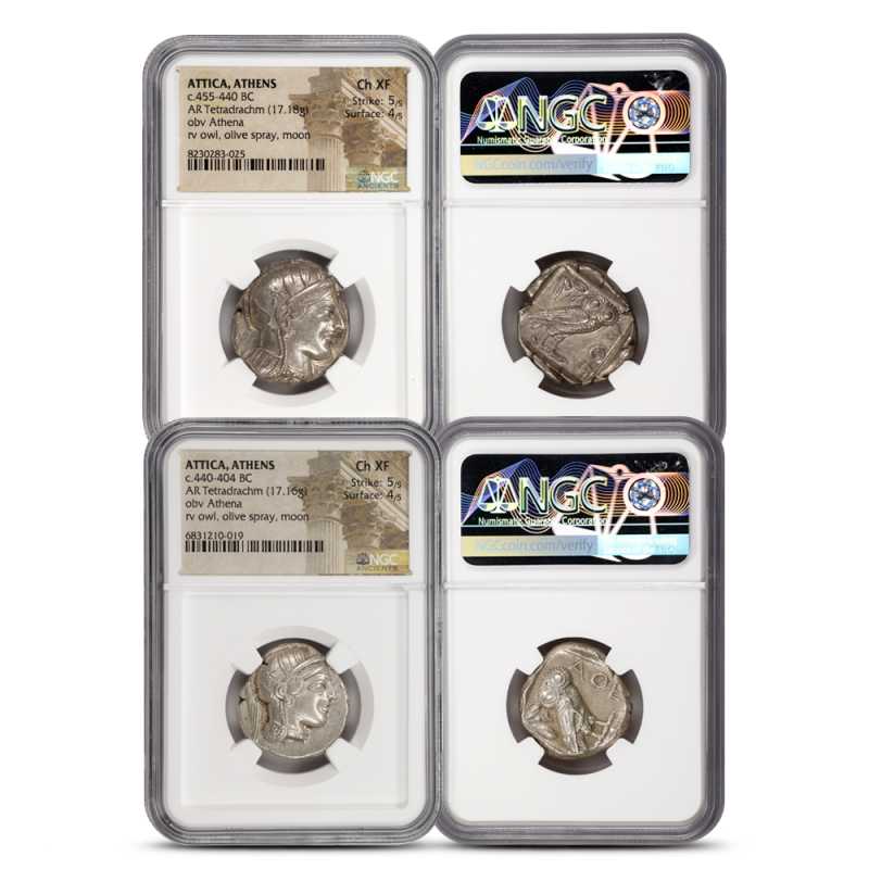 Attica, Athens c.440-404 BC AR Tetradrachm NGC Ch XF Surface 4/5 l