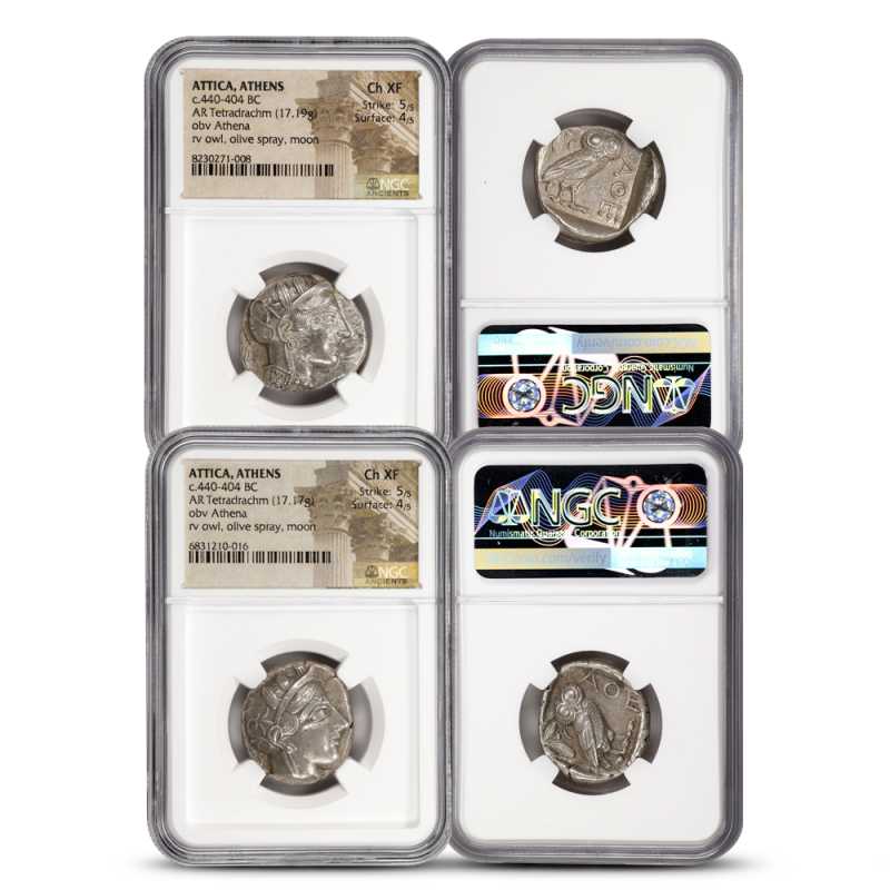 Attica, Athens c.440-404 BC AR Tetradrachm NGC Ch XF Surface 4/5 l