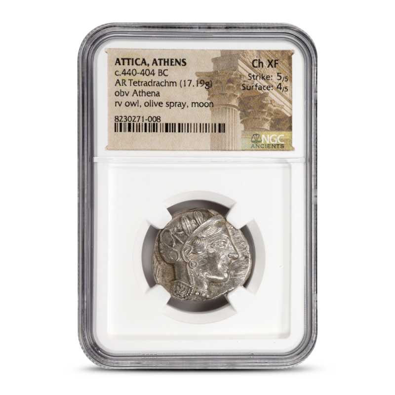 アッティカアテネ　440-404BC Ch XF Attica, Athens c.440-404 BC AR Tetradrachm NGC Ch XF Surface 4/5 l