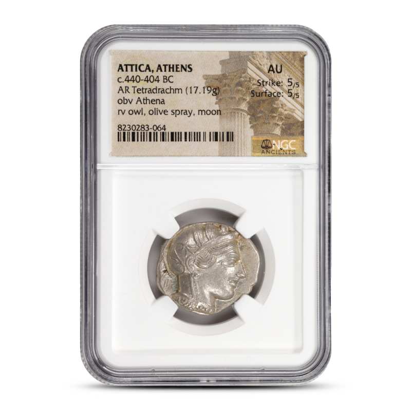Attica, Athens c.440-404 BC AR Tetradrachm NGC AU Surface 5/5 l JM