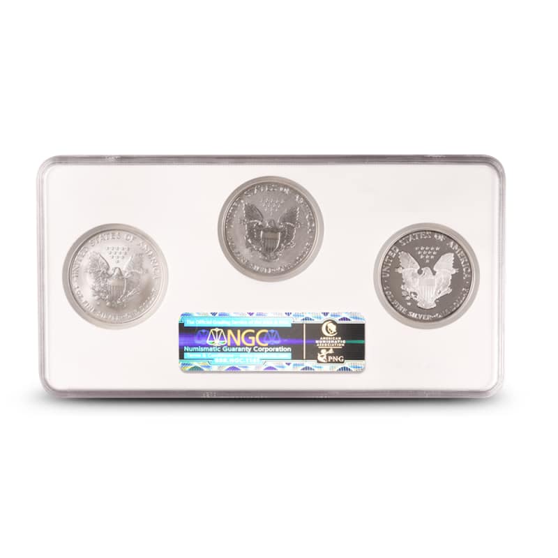 2006 1 oz American Silver Eagle 20th Anniversary 3-Coin Set PF