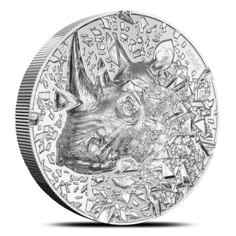 2025 3 oz Proof Cook Islands Silver Burst Rhino Coin - Silver.com
