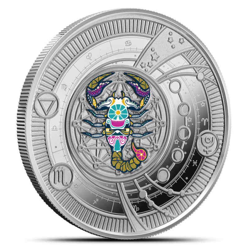 2025 10 Gram Proof Colorized Cameroon Silver Zodiac Signs Scorpio