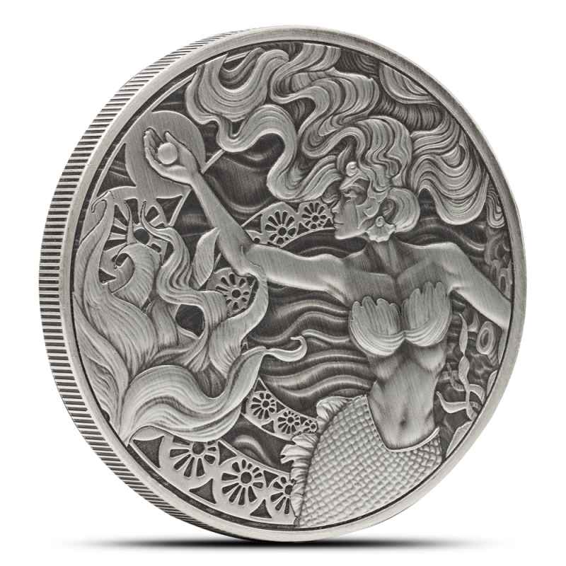 2025 1 oz Antique Samoa Silver Mermaid and Pearl Coin l JM Bullion™