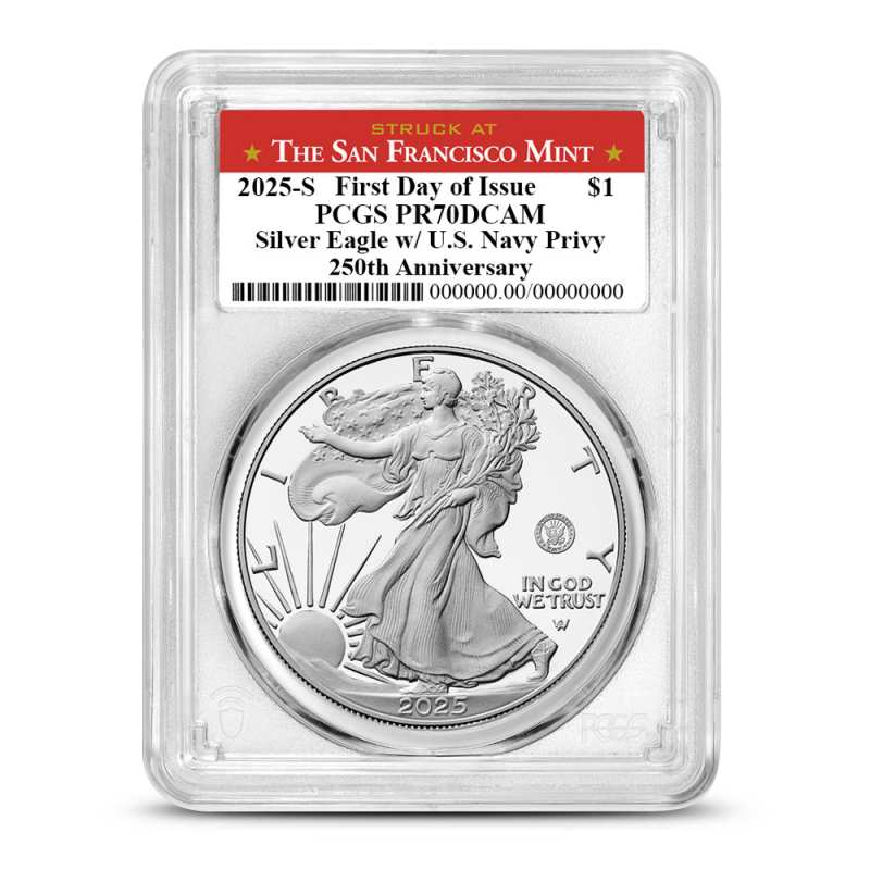 2025-S 1 oz Proof Navy Privy American Silver Eagle Coin PCGS PR70
