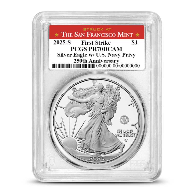 2025-S 1 oz Proof Navy Privy American Silver Eagle Coin PCGS PR70