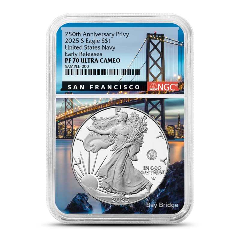 2025-S 1 oz Proof Navy Privy American Silver Eagle Coin NGC PF70
