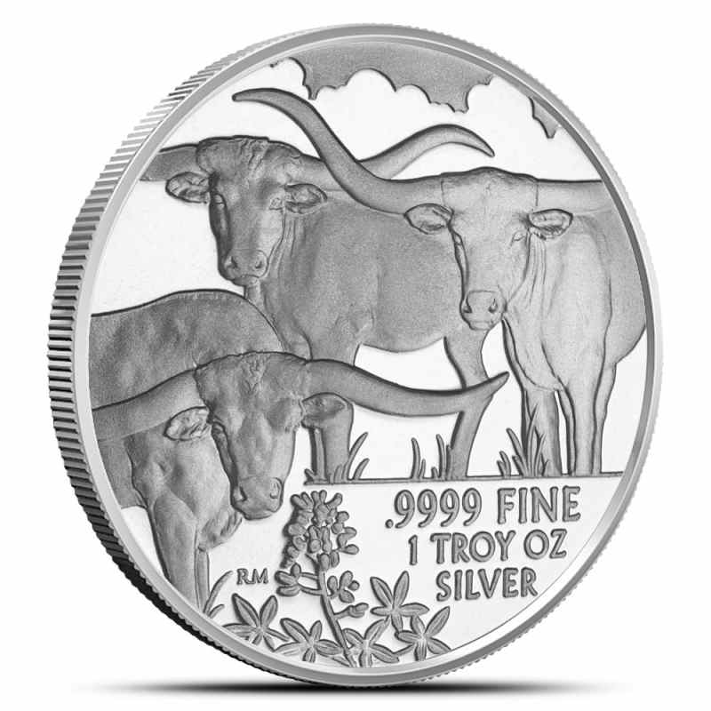 2014 1 oz Texas Mint Longhorn Silver Round (New) l JM Bullion™