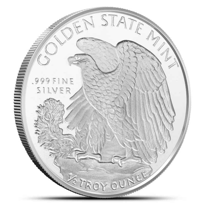 アメリカンシルバーイーグル ゴールデンステーツ ミントシルバーラウンド 1/2 oz GSM Walking Liberty Silver Round (New) l JM Bullion™