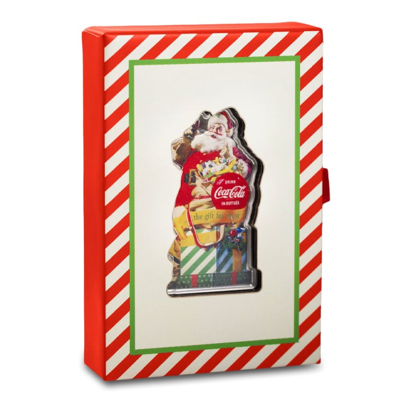 1 oz Colorized Coca-Cola Santa Shaped Silver Round l JM Bullion™