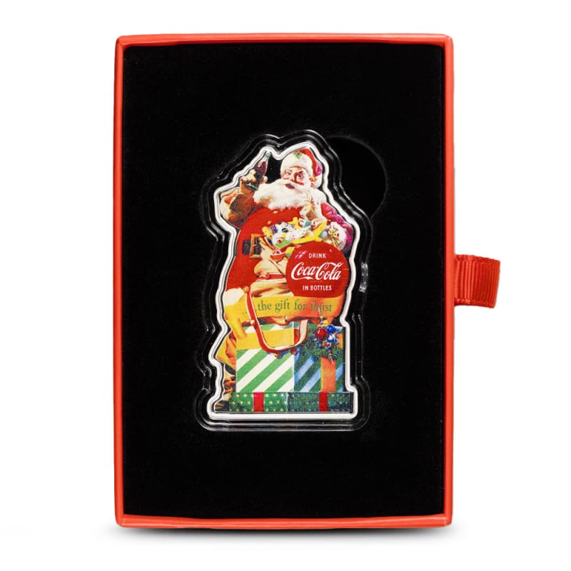 1 oz Colorized Coca-Cola Santa Shaped Silver Round l JM Bullion™