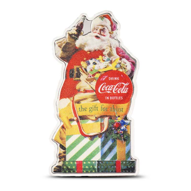 1 oz Colorized Coca-Cola Santa Shaped Silver Round l JM Bullion™