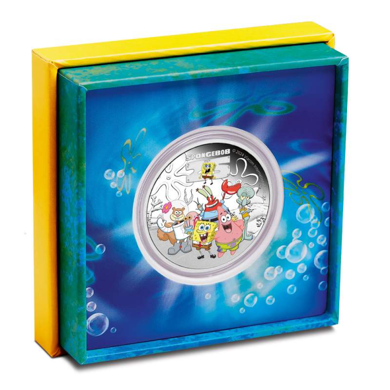 2024 Proof Colorized Tuvalu Silver Spongebob Squarepants and