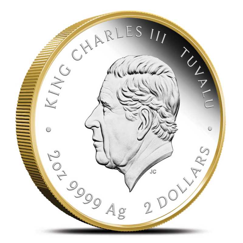 2024 2 oz Proof Tuvalu Silver Spongebob Squarepants Coin (Gilded