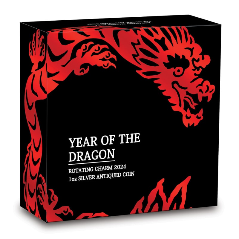 2024 Tuvalu Year of the Dragon Rotating Charm Silver Coin l JM