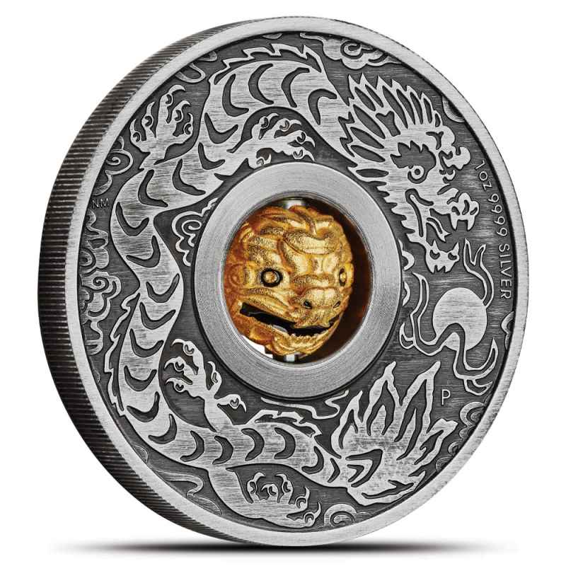 2024 Tuvalu Year of the Dragon Rotating Charm Silver Coin l JM