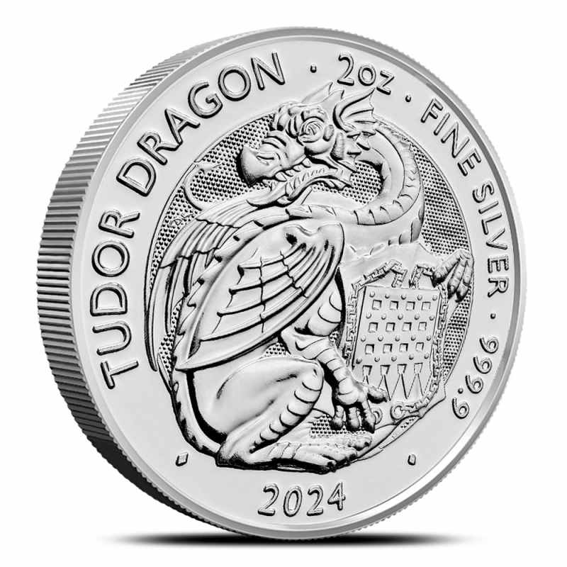 2024 2 oz British Silver Tudor Beasts The Tudor Dragon Coin l JM