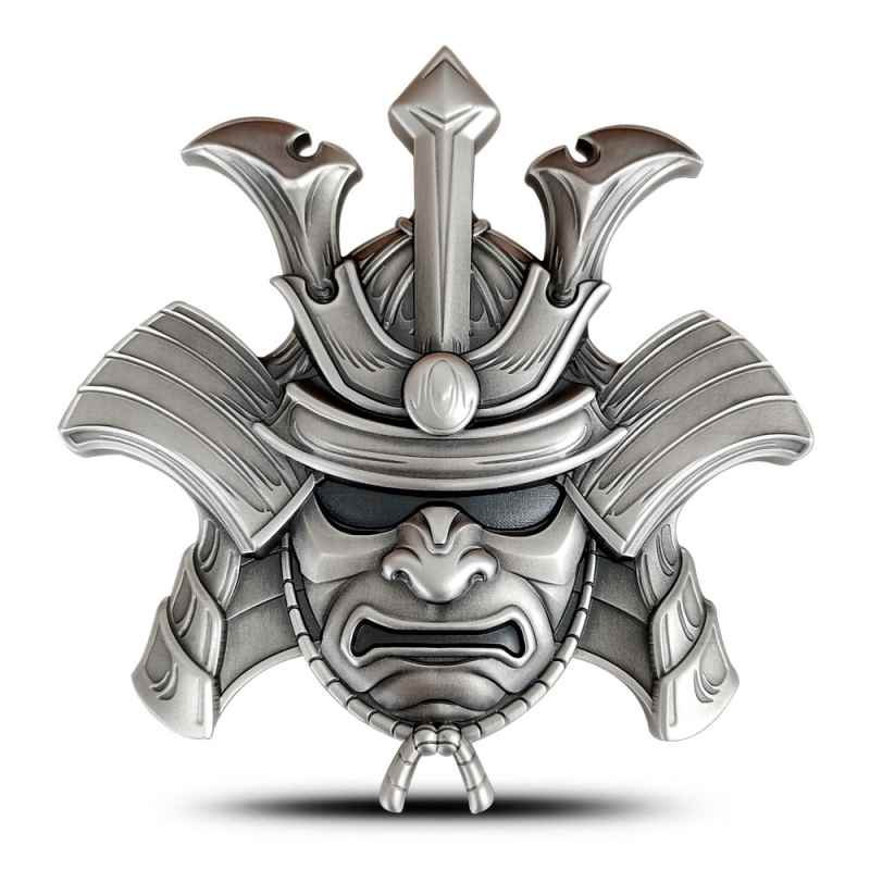 2024 10 oz Solomon Islands Antique Samurai Helmet Silver Coin l JM