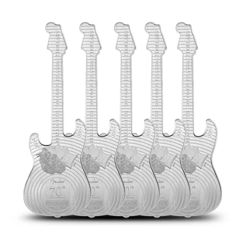 Reverse Proof Solomon Islands Silver Mystery Fender Guitar Shaped