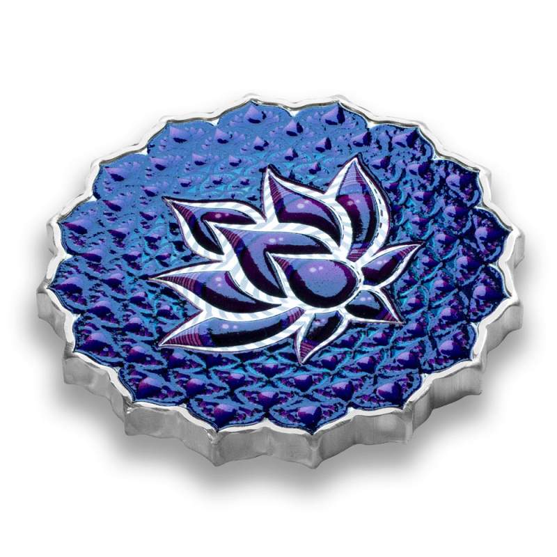 2024 Colorized Solomon Islands Silver Lotus of the 7th Chakra Coin