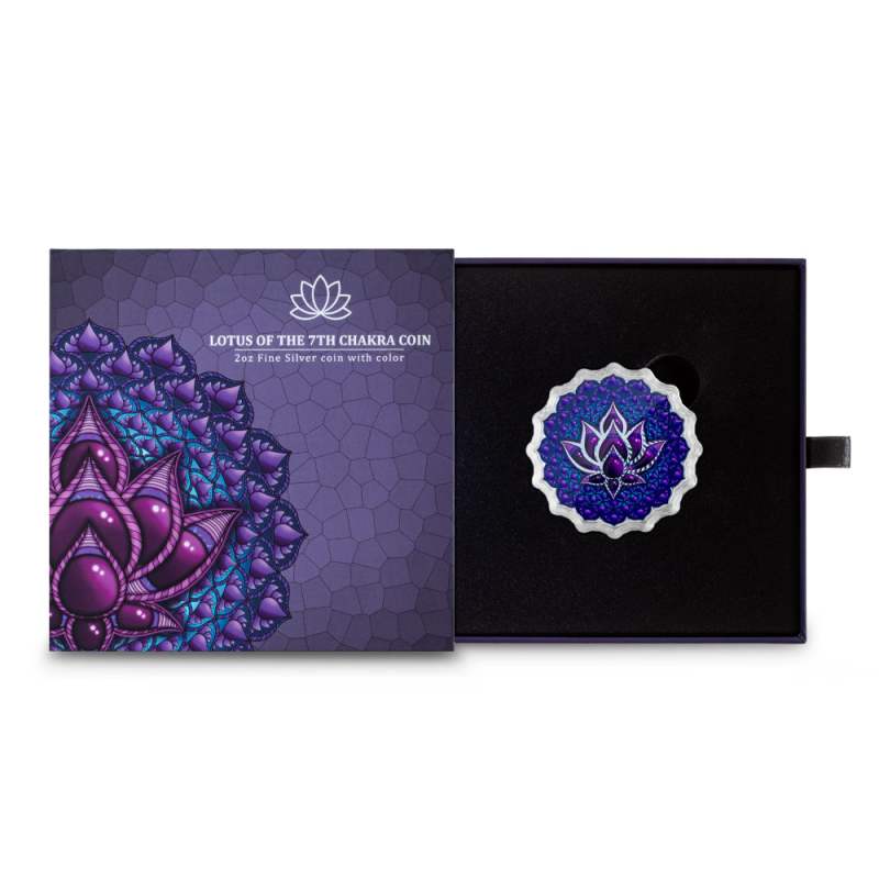 2024 Colorized Solomon Islands Silver Lotus of the 7th Chakra Coin