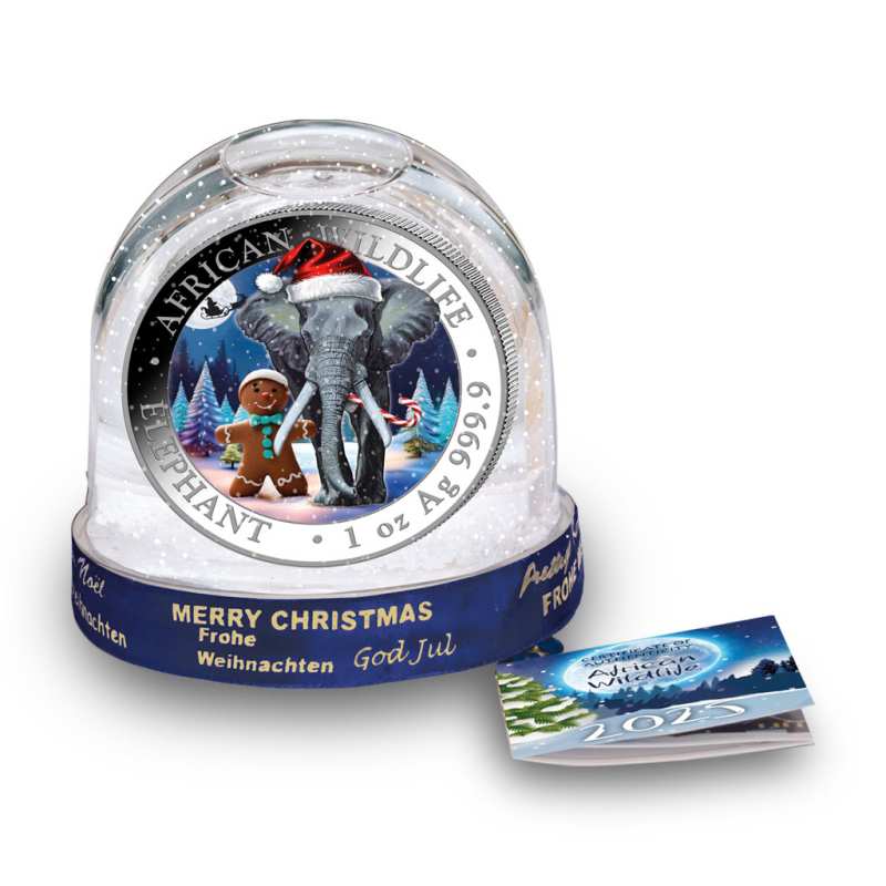 2025 1 oz Colorized Somalia Silver Christmas Elephant Coin l JM