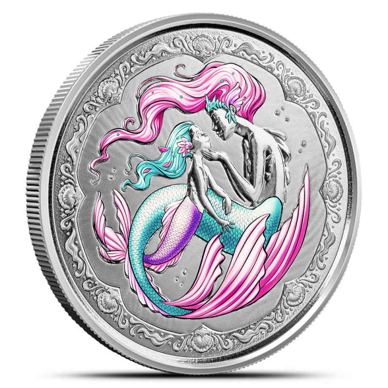 2023 Colorized Samoa Silver Mermaid Mother & Daughter Coin l JM