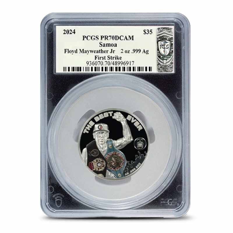 2024 2 oz Samoa Silver Floyd Mayweather Jr Coin PCGS PR70 DCAM l