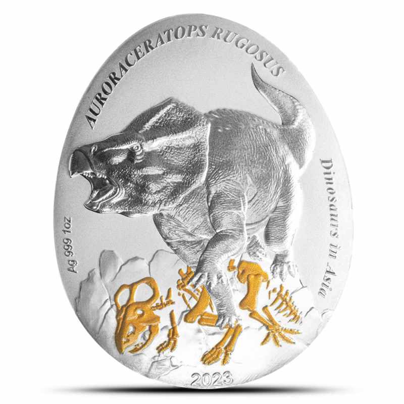 Proof Samoa Silver Dinosaurs in Asia Auroraceratops Rugosus Coin l