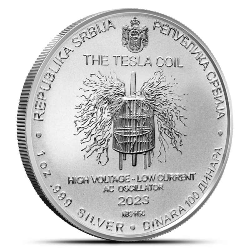 2023年　テスラ銀貨　1オンス　セルビア 2023 1 oz Republic of Serbia Silver The Tesla Coil Coin l JM Bullion™