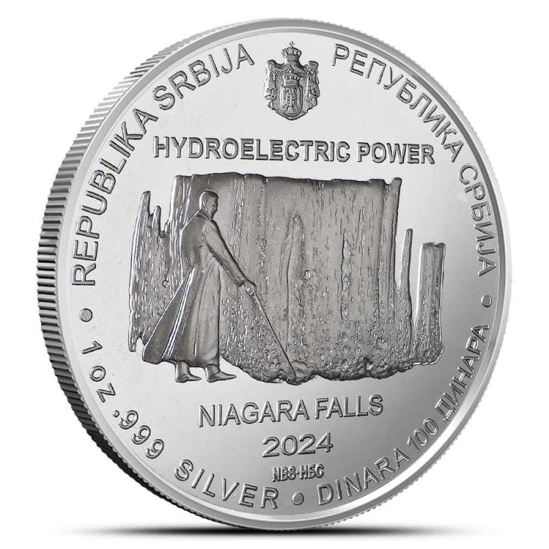 2024 1 oz Republic of Serbia Silver Nikola Tesla Hydroelectric