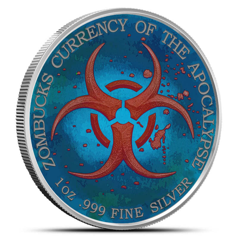 1 oz Colorized Zombucks World Elegaunt Silver Round (New) l JM