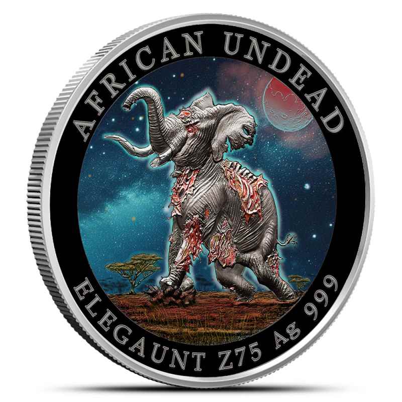 1 oz Colorized Zombucks World Elegaunt Silver Round (New) l JM