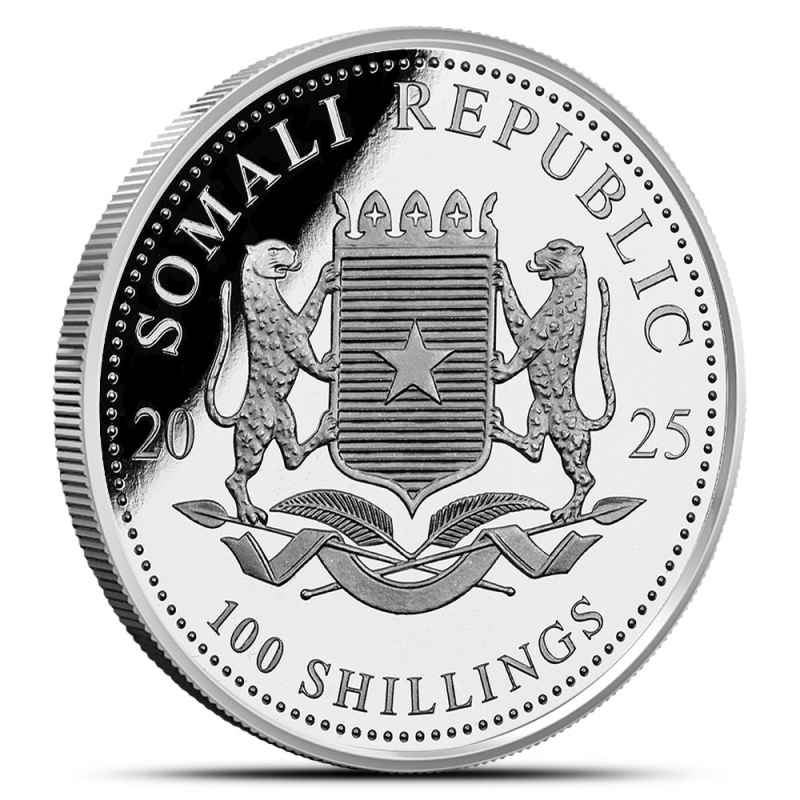 2025 1 oz Somalia Silver African Wildlife Leopard Coin (Gilded, BU