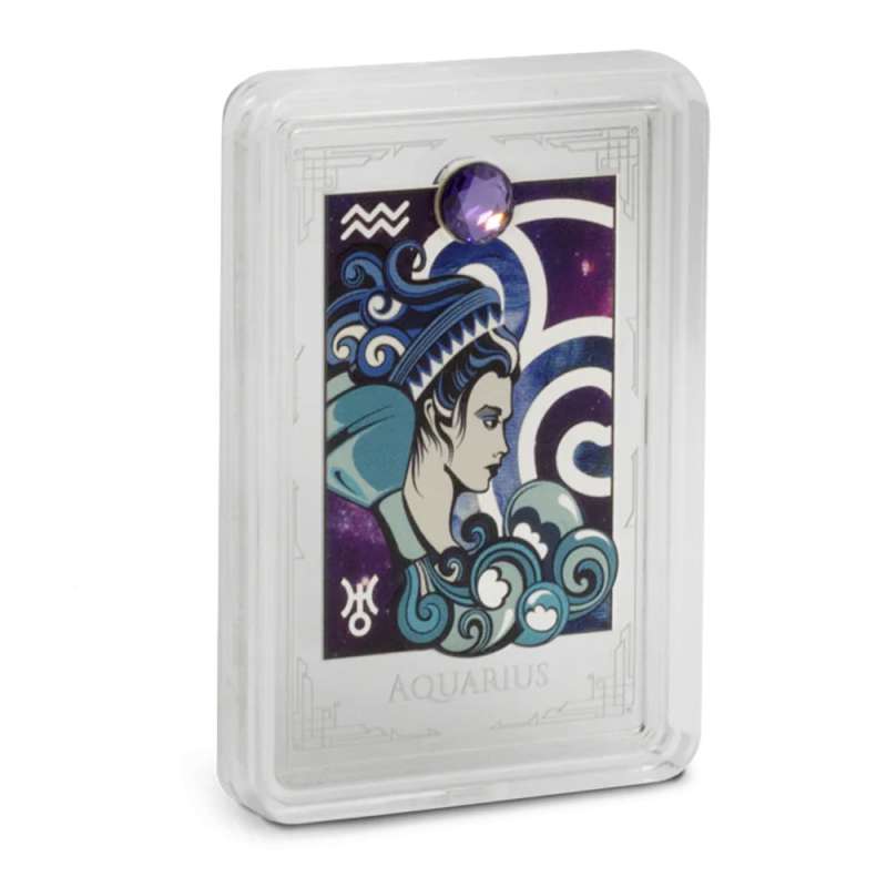 2025 Proof Colorized Niue Silver Star Signs of the Zodiac Aquarius