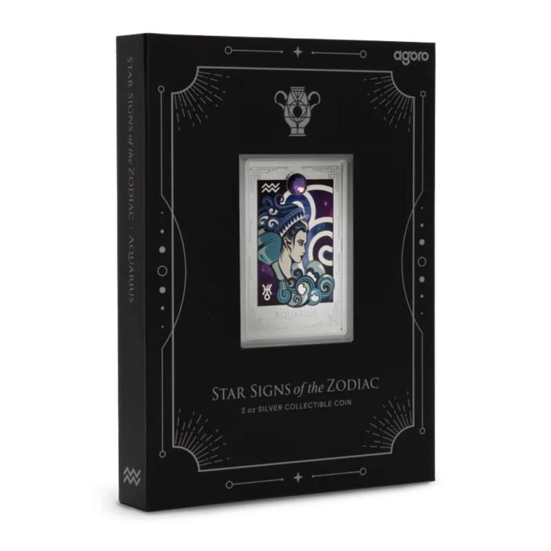 2025 Proof Colorized Niue Silver Star Signs of the Zodiac Aquarius