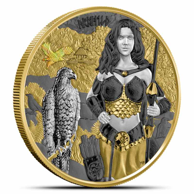 2025 1 oz Germania Valkyries Arnhild Silver Round (Gilded) l JM