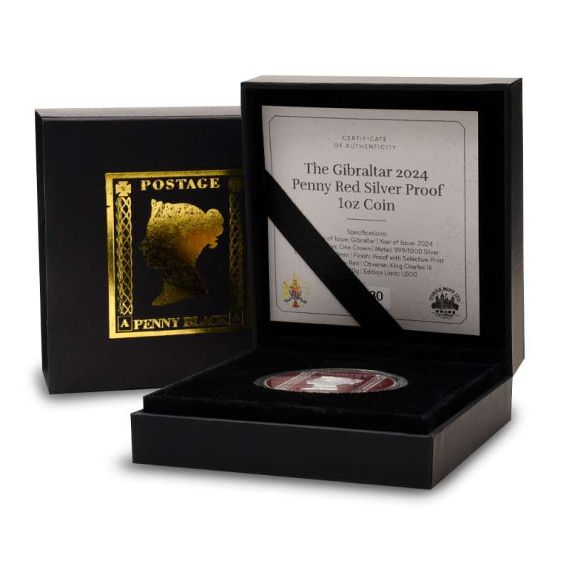 2024 1 oz Proof Gibraltar Silver One Crown Penny Red Coin l JM