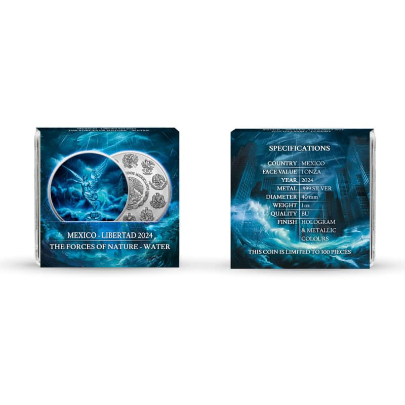 2024 1 oz Colorized Mexican Silver Libertad Forces of Nature Water