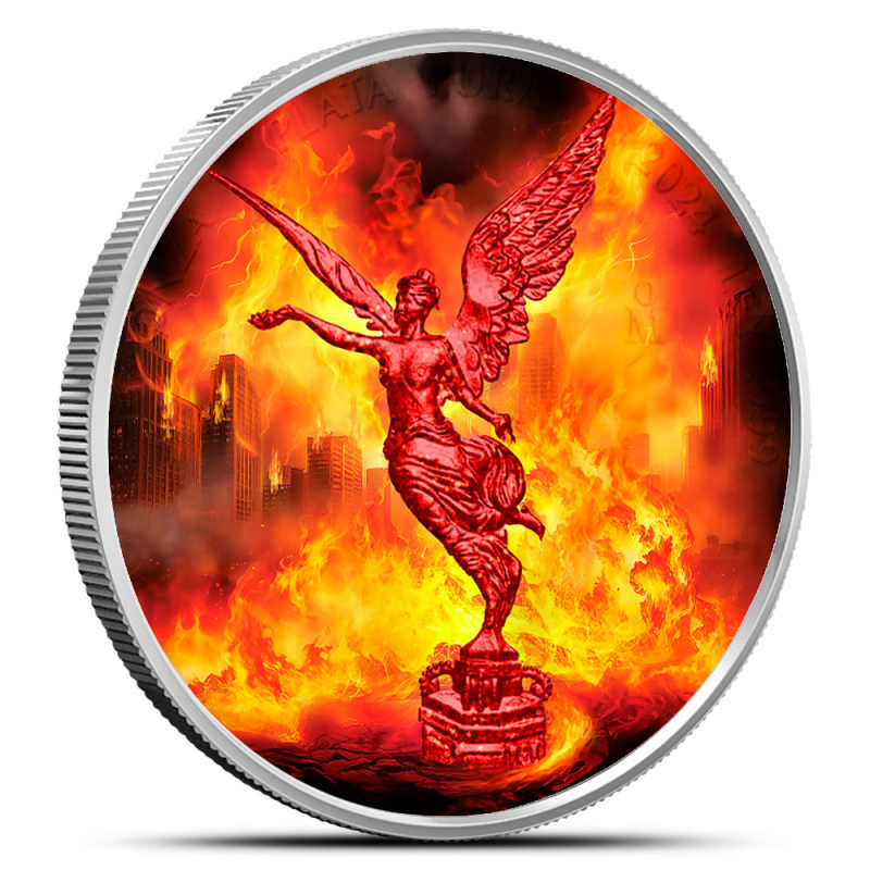 2024 1 oz Colorized Mexican Silver Libertad Forces of Nature Fire