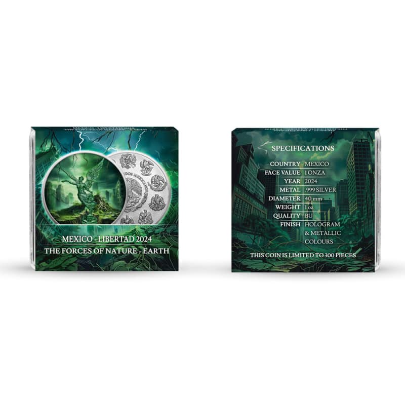 2024 1 oz Colorized Mexican Silver Libertad Forces of Nature Earth