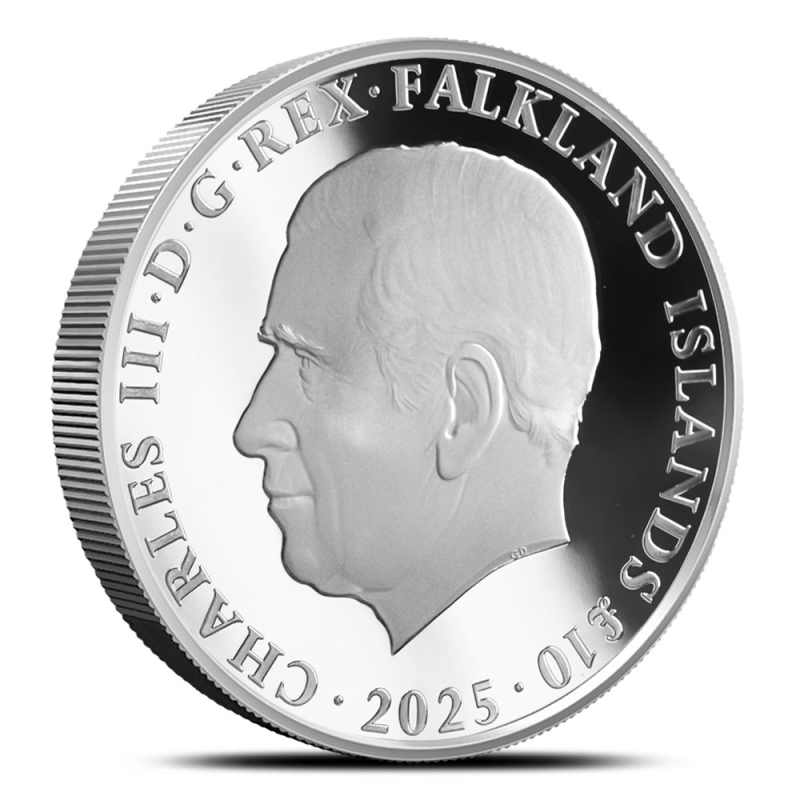 2025 5 oz Proof Falkland Islands Silver King Penguin Coin l JM