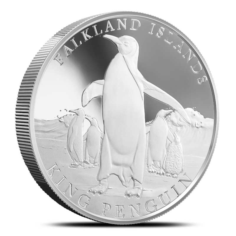2025 5 oz Proof Falkland Islands Silver King Penguin Coin l JM