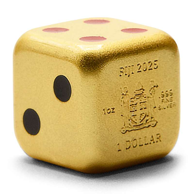 2025 1 oz Fiji Silver Year of the Snake Dice Coin (Gilded) l JM