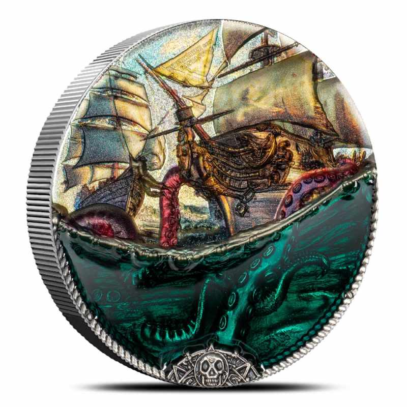 2025 Antique Cook Islands Silver Underwater Fantasy Sea Monster