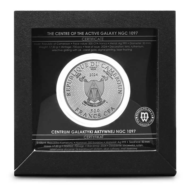 2024 17.5 Gram Black Proof Cameroon Silver NGC 1097 Galaxy Coin l