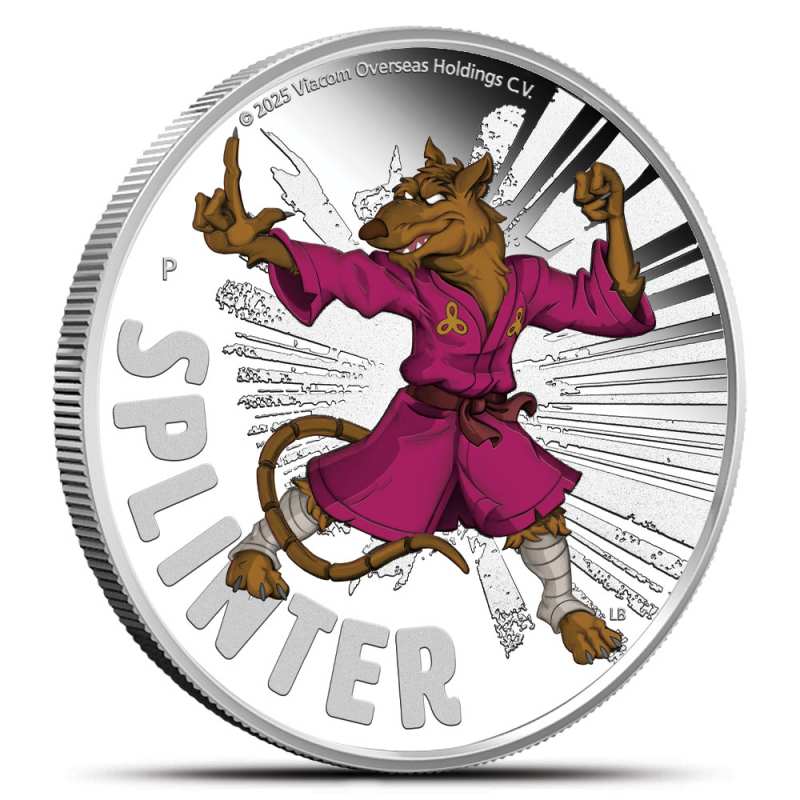 2025 Colorized Tuvalu Silver Teenage Mutant Ninja Turtles Splinter